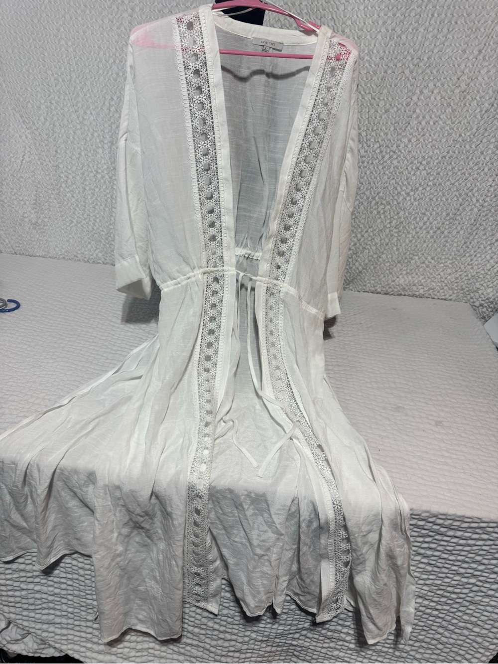 Love Tree White Crochet Trim Swim Coverup